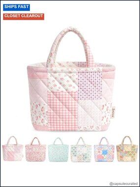 Mini Corduroy or Quilted Tote Bag for Women, Fits Bible & Water Bottle